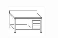 Tables de travail avec dosseret etagere et tiroirs à droite