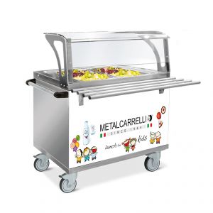 6702FH-RM Refrigerated element GN 2/1 with parafiato service children and counter top, handle, wheels, 2 braking