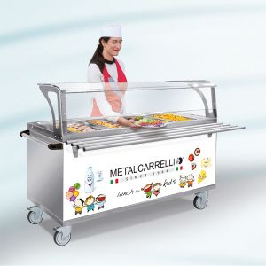 6704FH-RM Refrigerated element GN 4/1 with parafiato service children and counter top, handle, wheels, 2 braking