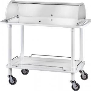 CLC 2012B White wooden trolley 2 shelves with plexiglass dome