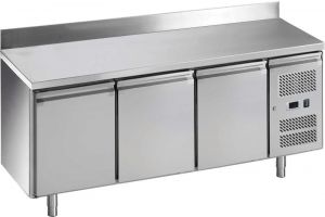 G-GN3200TN-FC Table réfrigérée pour la gastronomie ventilée, structure en acier inoxydable AISI201