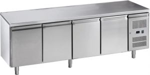 G-GN4100BT-FC Ventilated refrigerated table in stainless steel AISI 201, 4 doors, -18 / -22 ° C