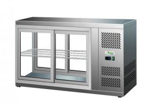 G-HAV111 Vitrinas refrigeradas de acero inoxidable refrigeradas, puertas correderas en ambos lados 