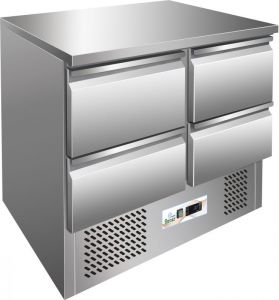 G-S901-4D - Table réfrigérée Saladette, structure en acier inoxydable AISI304, quatre tiroirs