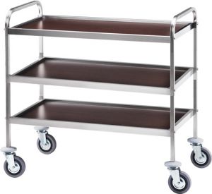CA 1051W Stainless steel service trolley 3 shelves Wengé 103x57x97h 