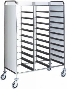 CA1471RP Stainless steel reinforced tray-holder trolley 30 trays white side panels