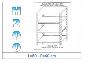 IN-4698040B Shelf with 4 smooth shelves bolt fixing dim cm 80x40x200h 