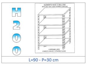 IN-4699030B Shelf with 4 smooth shelves bolt fixing dim cm 90x30x200h 
