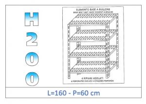 IN-47016060B Shelf with 4 slotted shelves bolt fixing dim cm 160x60x200h 