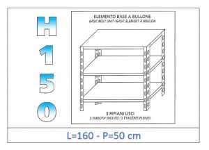 IN-B36916050B Shelf with 3 smooth shelves bolt fixing dim cm 160x50x150h 