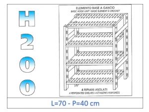 IN-G4707040B Shelf with 4 slotted shelves hook fixing dim cm 70x40x200h 