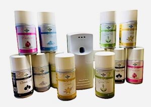 BASIC-GREEN Basic automatic perfume diffuser kit including 12 mixed fragrance spray refills