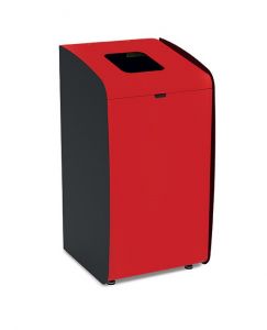 T789271 Corbeille à papier avec façade rouge et profils latéraux noirs 80 L