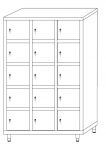 IN-Z.695.12.3 Mueble de almacenamiento multicompartimentos de zinc plastificado con 12 puertas - Dim. 120x40x180 H