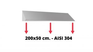 IN-699.50.18 Tetto inclinato in acciaio inox AISI 304 dim. 200x50 cm. per armadio IN-690.20.50
