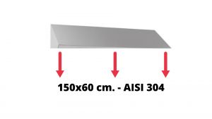 IN-699.60.15 Tetto inclinato in acciaio inox AISI 304 dim. 150x60 cm. per armadio IN-690.15.60