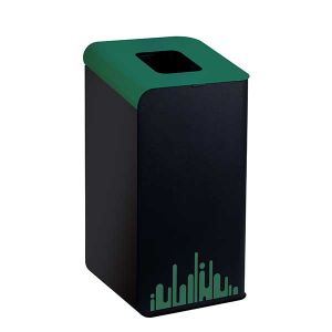 T789298 Waste bin with black front and green profile 80 L