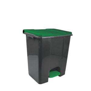 T912678 Mobile pedal container in gray - green recycled plastic 60 liters