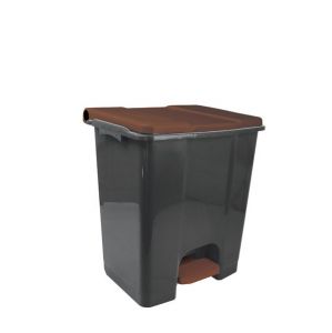 T912679 Mobile pedal container in gray - brown recycled plastic 60 liters