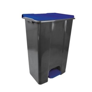 T912875 Mobile pedal container in gray - blue recycled plastic 80 liters