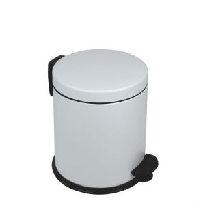T913051 White powder coated galvanized steel pedal bin 5 litres