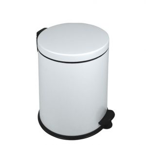 T913121 White powder coated galvanized steel pedal bin 12 litres