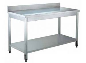 GDATS166A Work table on legs with lower shelf 1600x600x950 mm with upstand