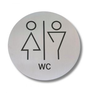 TE000-WMC Plaque en acier inoxydable SALLE DE BAIN HOMME/FEMME Collection Tech