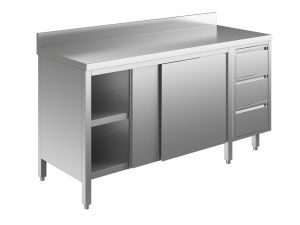 EU04103-17 Table armoire ECO cm 170x70x85h dosseret - portes coulissantes - tiroir 3c à droite