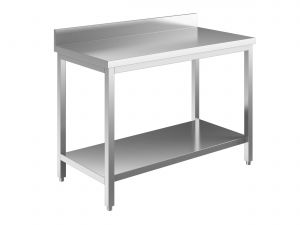 EUG2317-13 table sur pieds ECO 130x70x85h cm - plateau avec dosseret - étagère inférieure