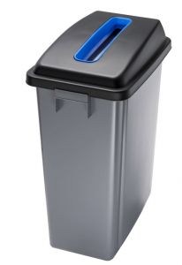 T114205 Waste bin with blue upper opening lid