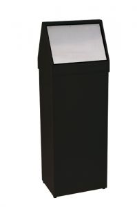 T790063 Contenitore basculante metallo nero sportello acciaio inox 50 litri